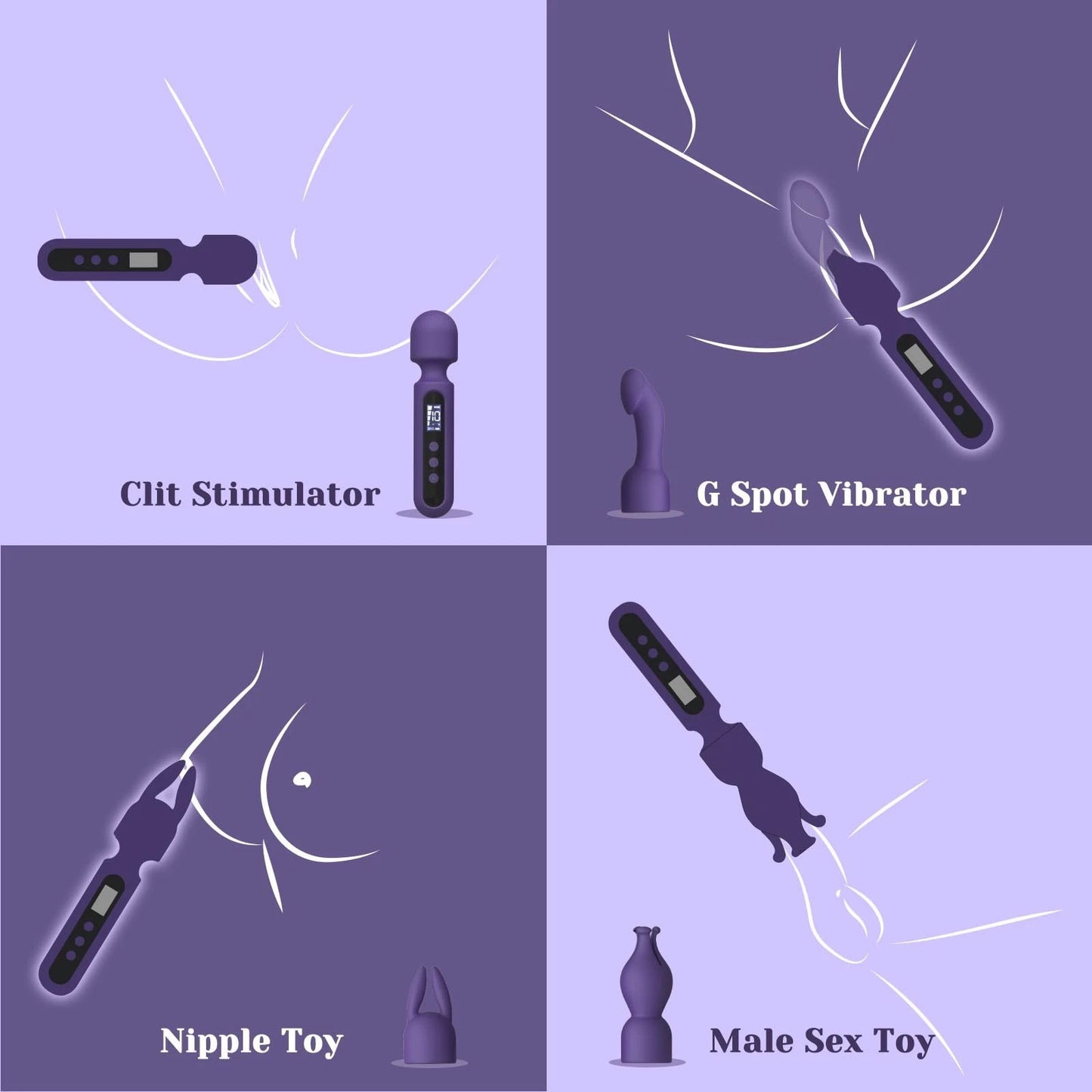 Tracy's Dog - Wand Vibrator with 3 Systems (C spot, G spot, Nipple)